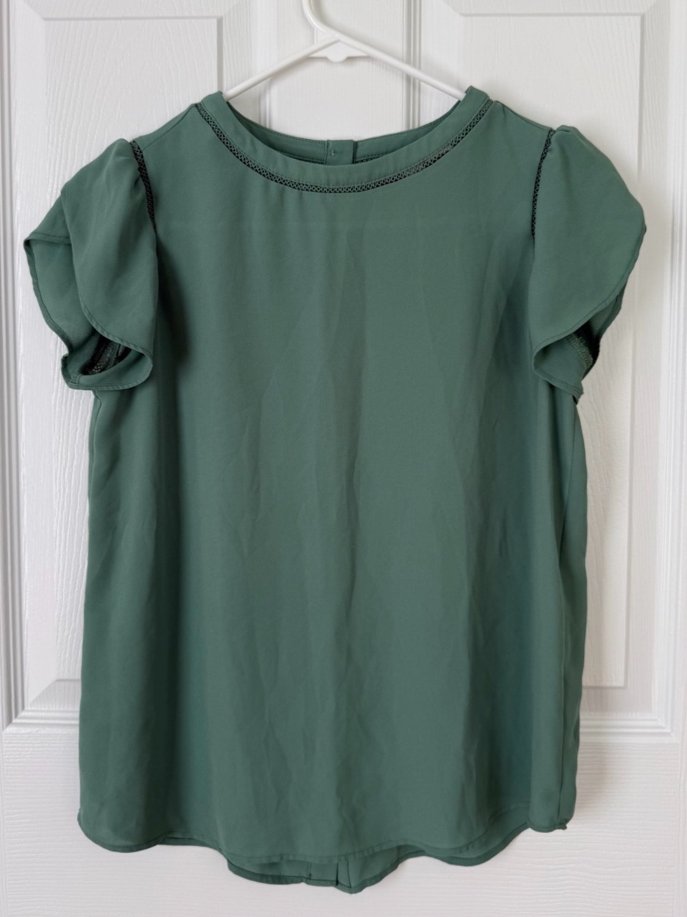 Loft Flutter Sleeve Blouse in Green- XSP